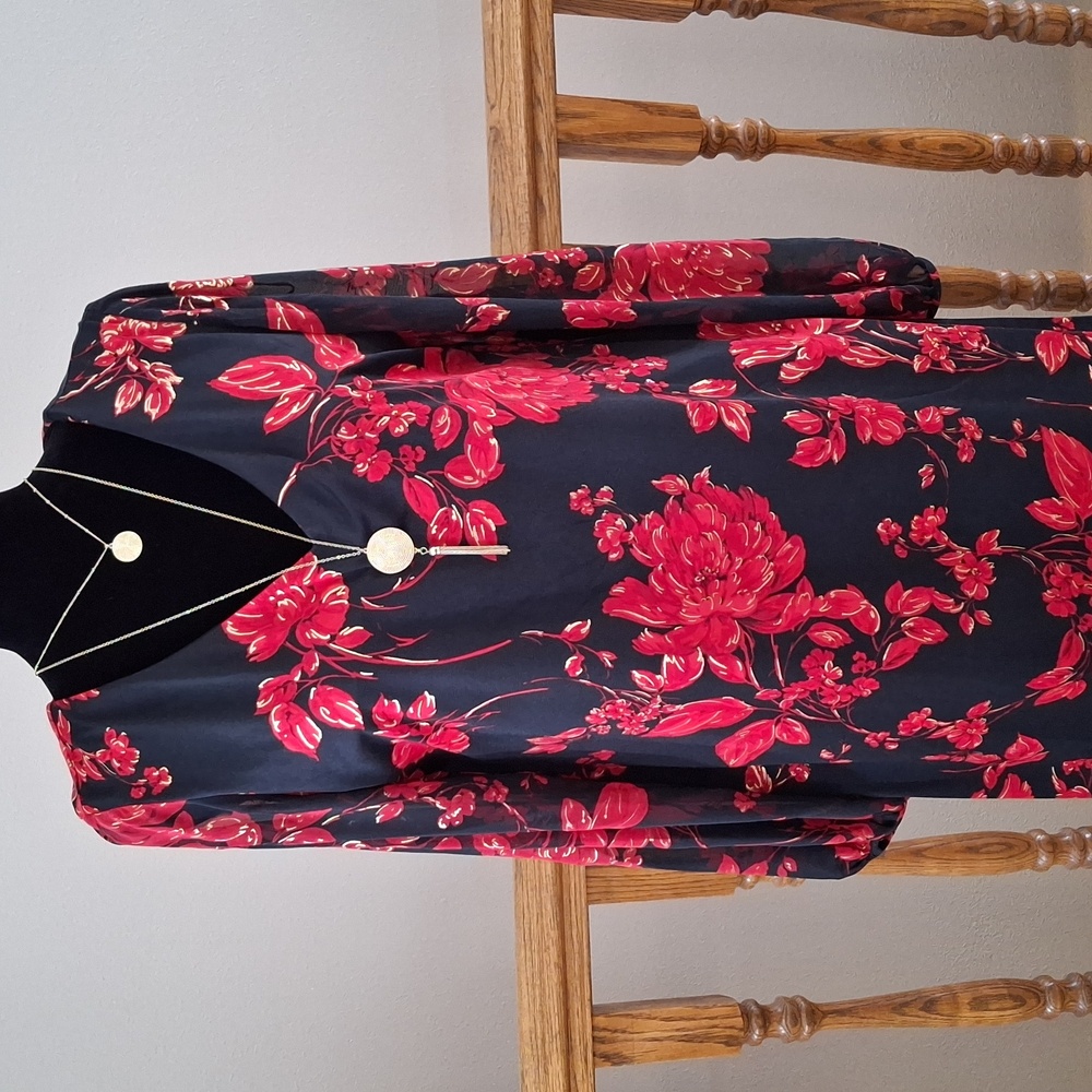 RN Studio Black & Red Floral Dress